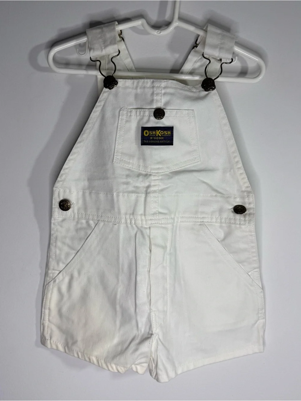 Vintage OshKosh B’Gosh White Vestbak Shortalls Toddler Overalls 2T